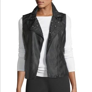 NWT Studded Faux-Leather Zip Vest